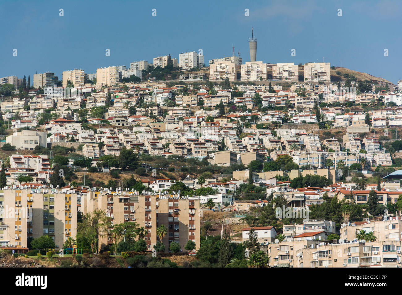 Israel, Haifa, cityscape, houses, residential houses, high rises Stock