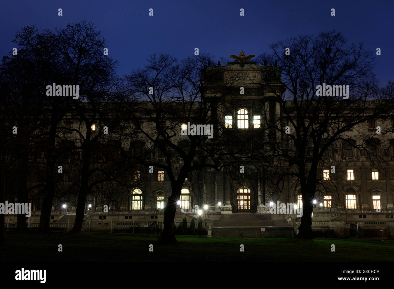 Castle grounds in Vienna at night Stock Photo