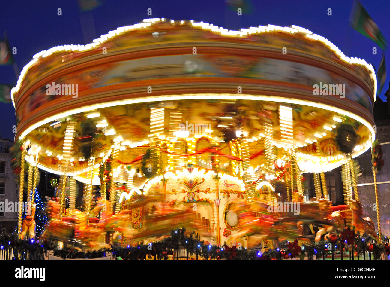 XMAS CAROUSEL BIRMINGHAM CHRISTMAS MARKET... Stock Photo