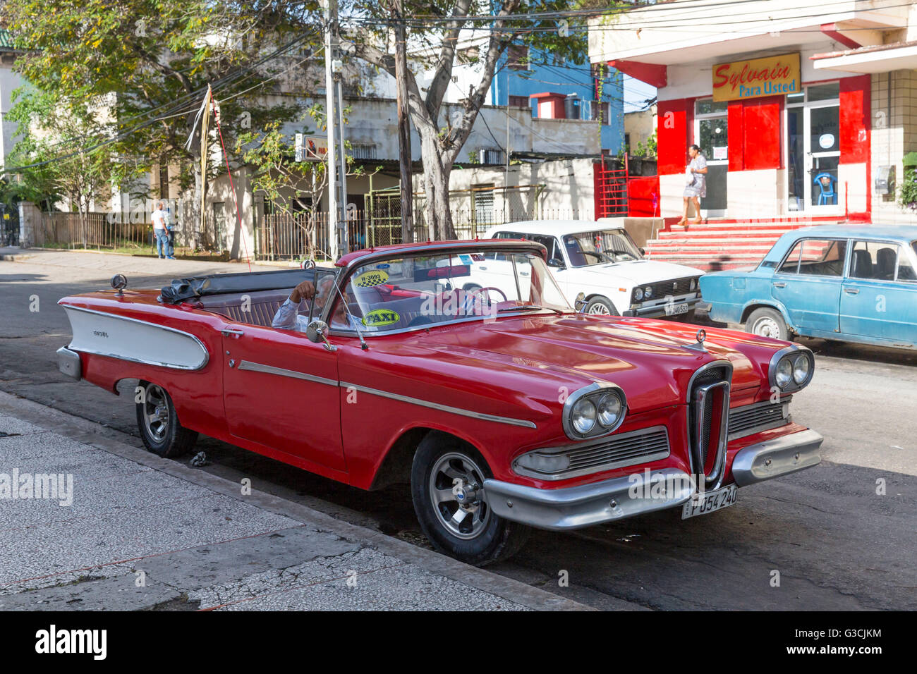 Vintage car on the streets of Havana, Havana, La Habana, Cuba, the republic Cuba, the Greater Antilles, the Caribbean Stock Photo