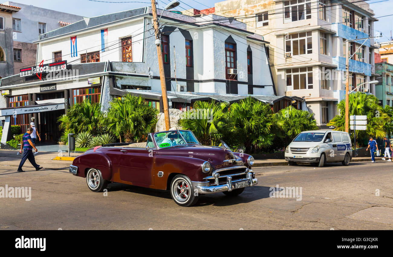Vintage car on the streets of Havana, Havana, La Habana, Cuba, the republic Cuba, the Greater Antilles, the Caribbean Stock Photo