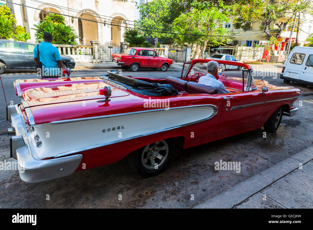 Vintage car on the streets of Havana, Havana, La Habana, Cuba, the republic Cuba, the Greater Antilles, the Caribbean Stock Photo