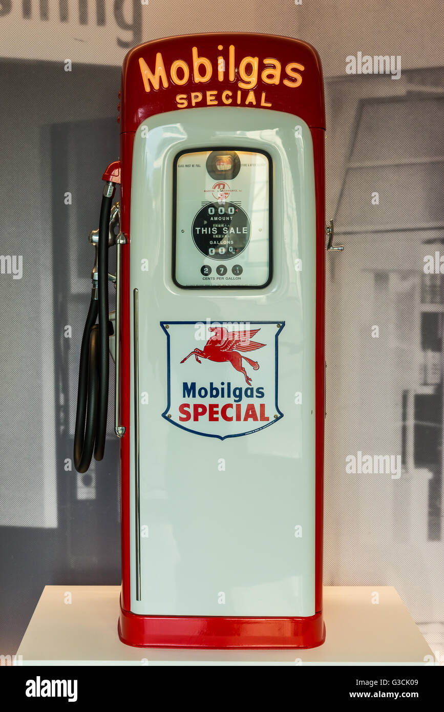 Vintage Mobil gas pump in display. Stock Photo