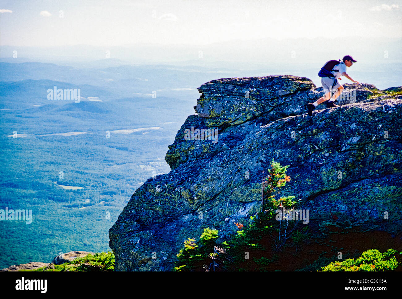 Hikers on Mt. Mansfield (4393') in the Green Mountains, Stowe, Vermont, USA Stock Photo