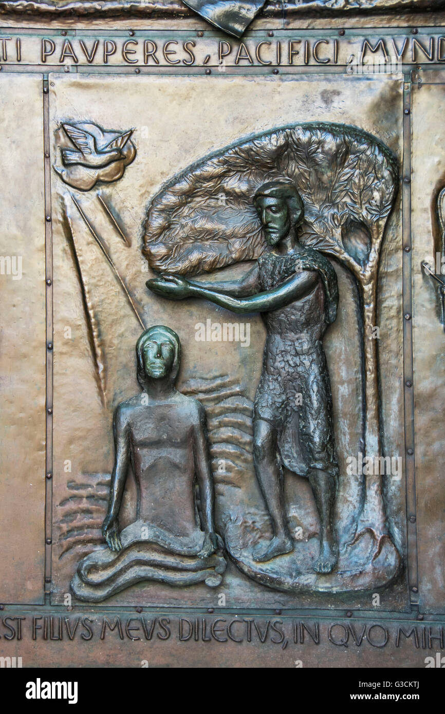 Israel, West Bank, Nazareth, Church of the Annunciation, bronze door