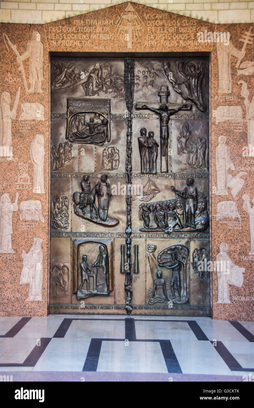 Israel, West Bank, Nazareth, Church of the Annunciation, bronze door