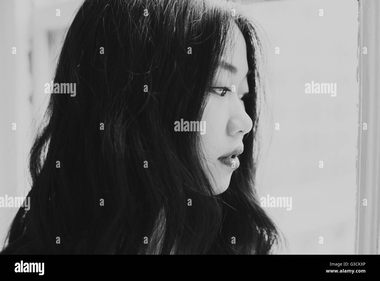 indoor shoot with an Asian model Stock Photo