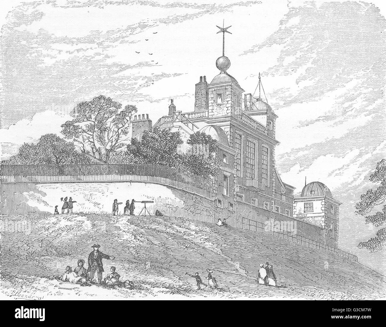LONDON: The Royal Observatory, Greenwich, antique print 1869 Stock Photo