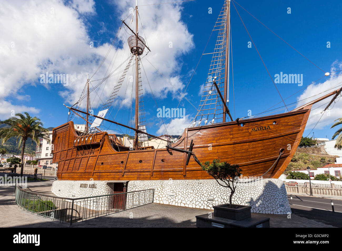 Replica of the ship Santa Maria of Christoph Columbus, The museum of Naval, Santa Cruz de La Palma, La Palma, Canary Islands, Spain, Europe Stock Photo