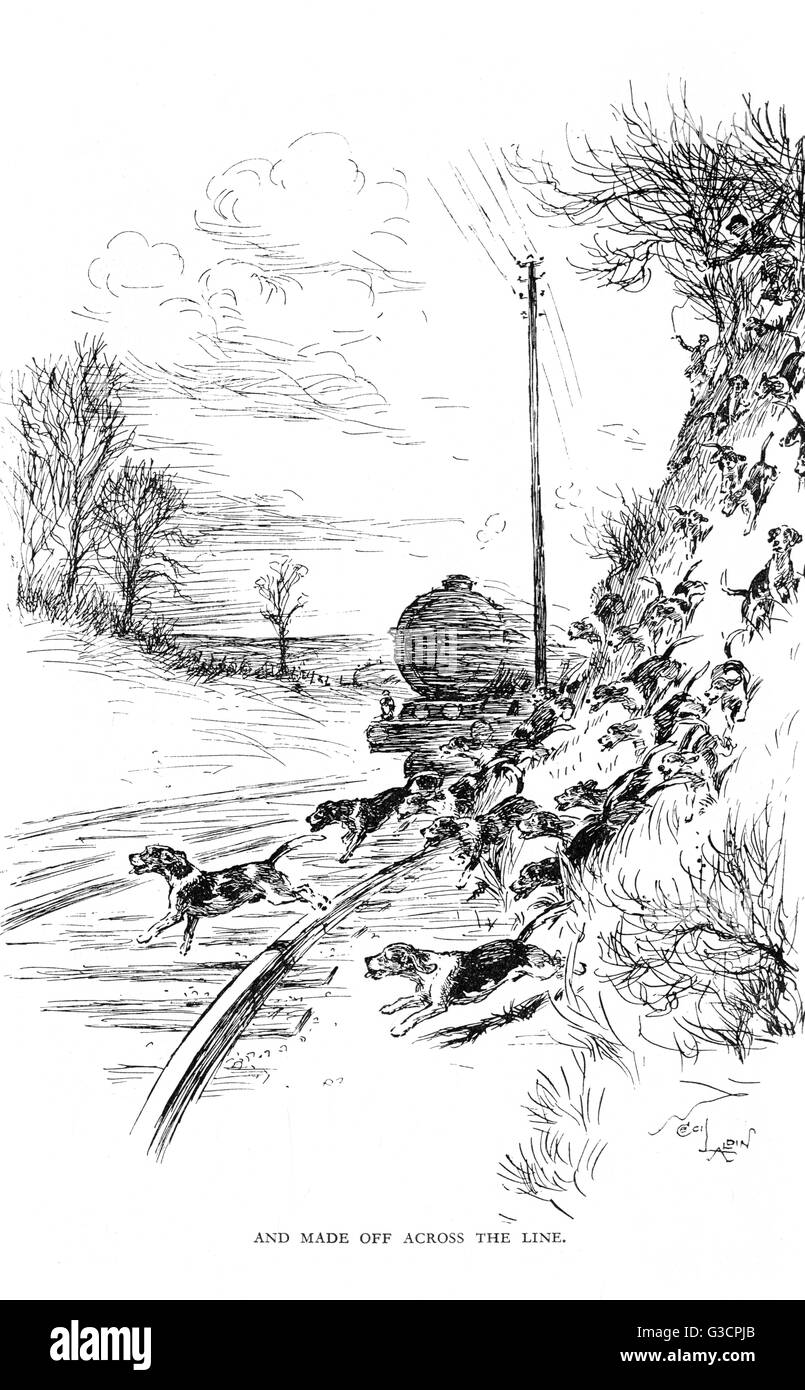 Illustration by Cecil Aldin, Hotspur the Beagle Stock Photo