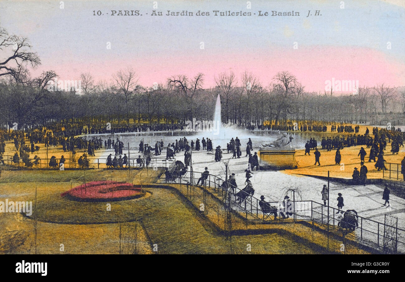 Paris, France - Tuileries Garden - Le Bassin Stock Photo