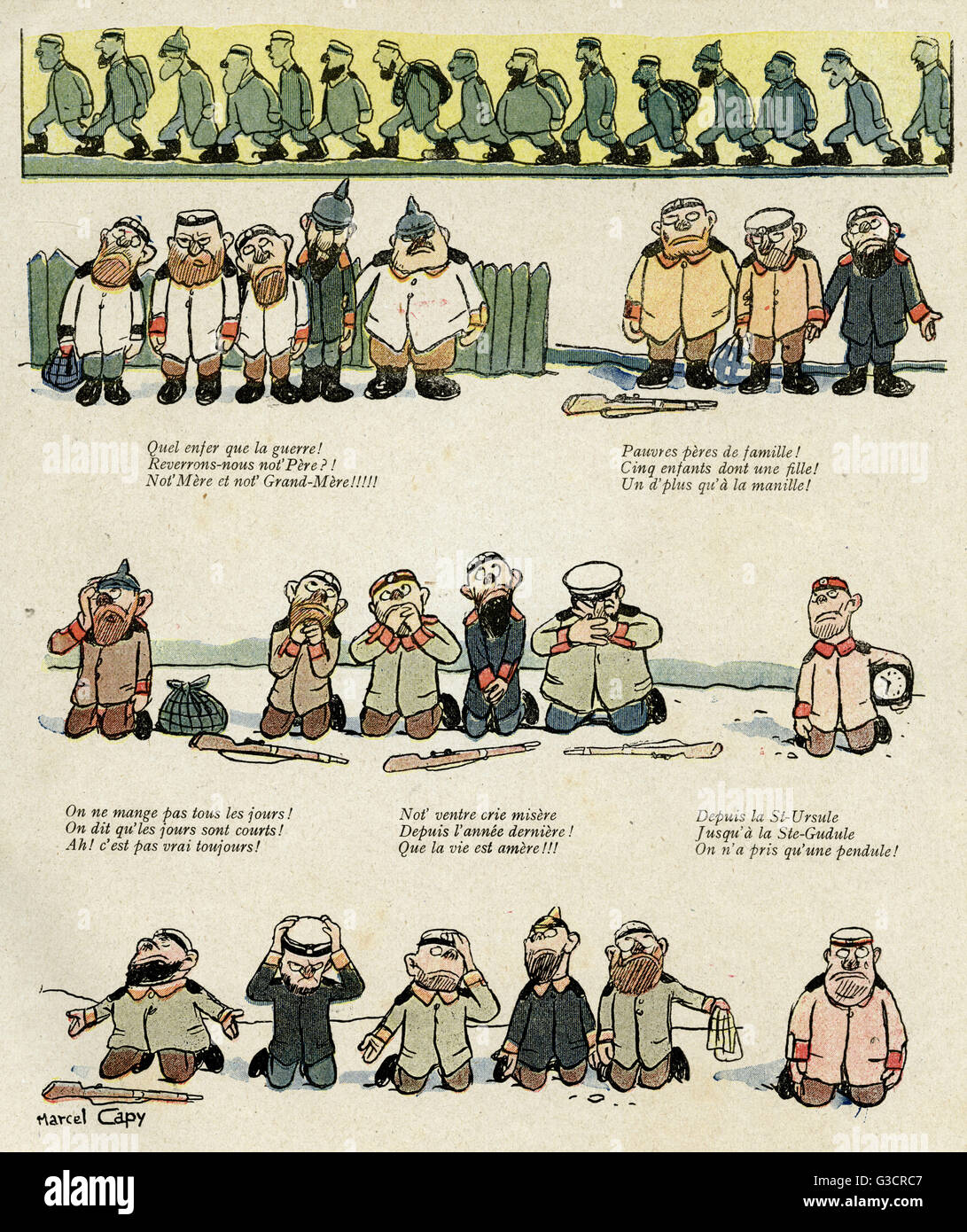 Cartoon, Prisoners' chorus, WW1 Stock Photo