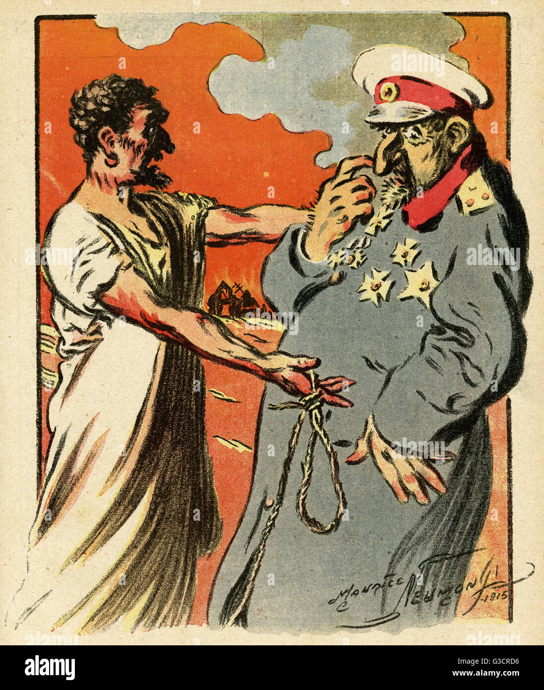 Cartoon, King Ferdinand of Bulgaria and Judas, WW1 Stock Photo