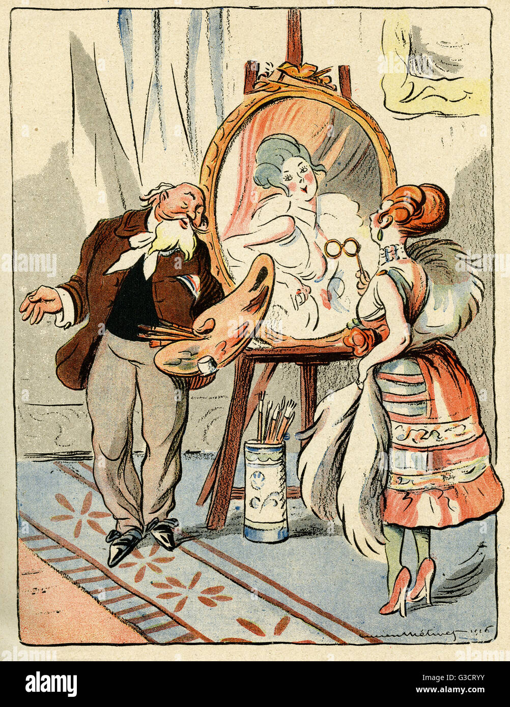 Cartoon, Art in 1916, WW1 Stock Photo