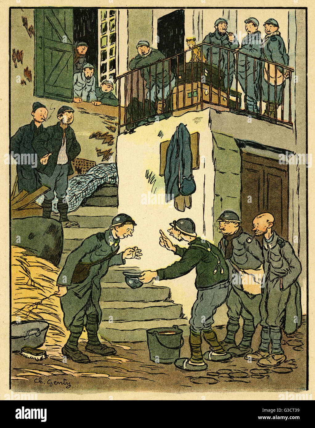 Cartoon, A sensitive man, WW1 Stock Photo