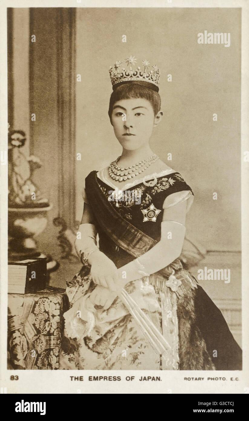 Empress Shoken (18491914) - empress consort of Emperor Meiji of Japan, later Empress Dowager Shoken.     Date: circa 1908 Stock Photo