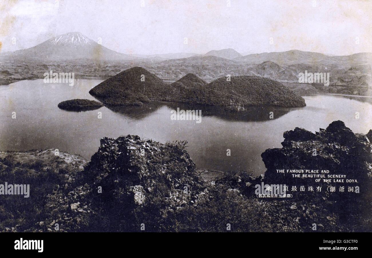 Mount Usu and Lake Toya, Japan Stock Photo