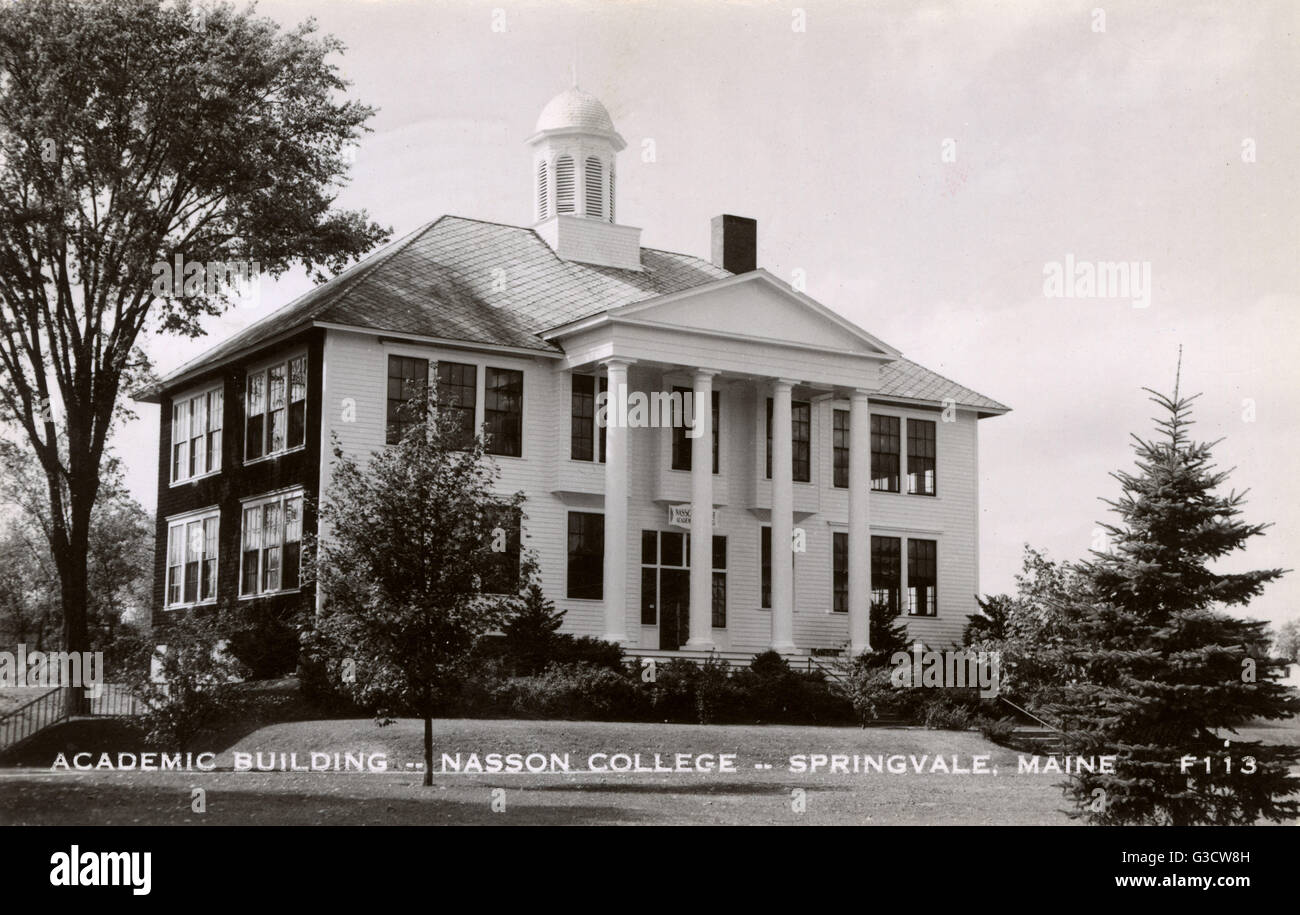 Academic Building, Nasson College, Springvale, Maine, USA. Date 1950s