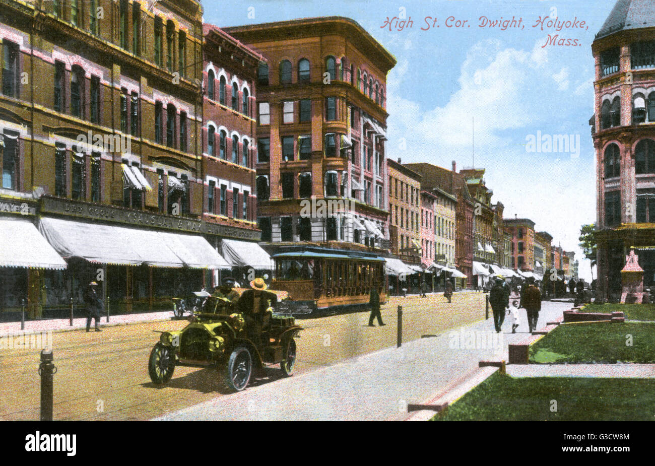 High Street (corner of Dwight Street), Holyoke, Massachusetts, USA