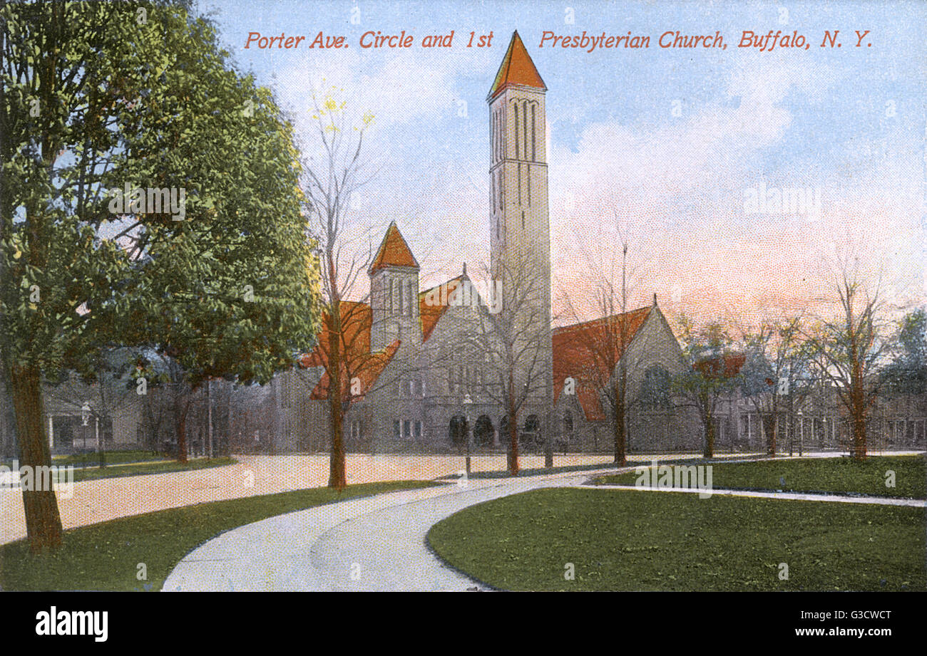 First Presbyterian Church, Porter Avenue Circle, Buffalo, New York State, USA.      Date: circa 1904-1908 Stock Photo