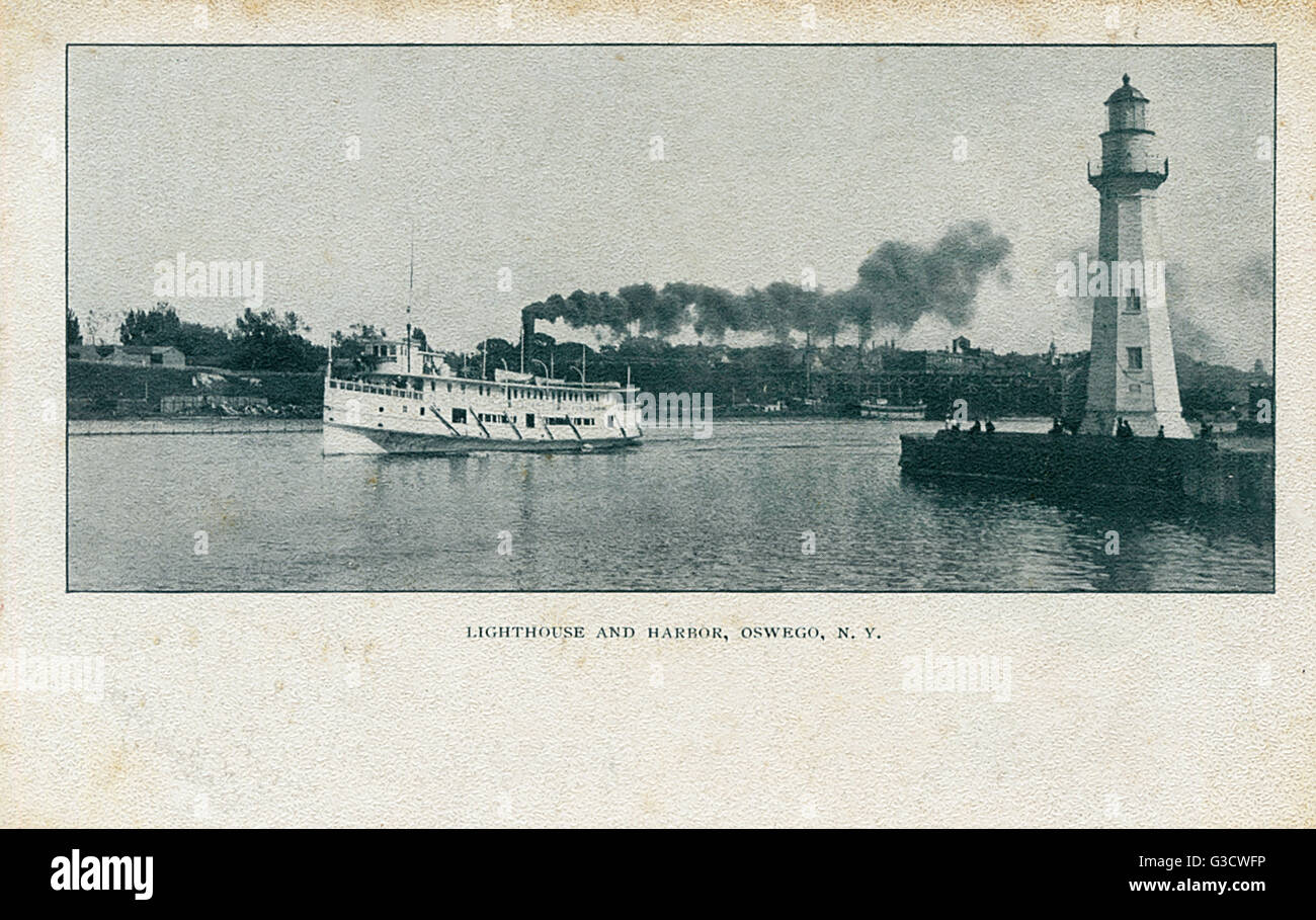 Lighthouse and harbour, Oswego, New York State, USA Stock Photo Alamy