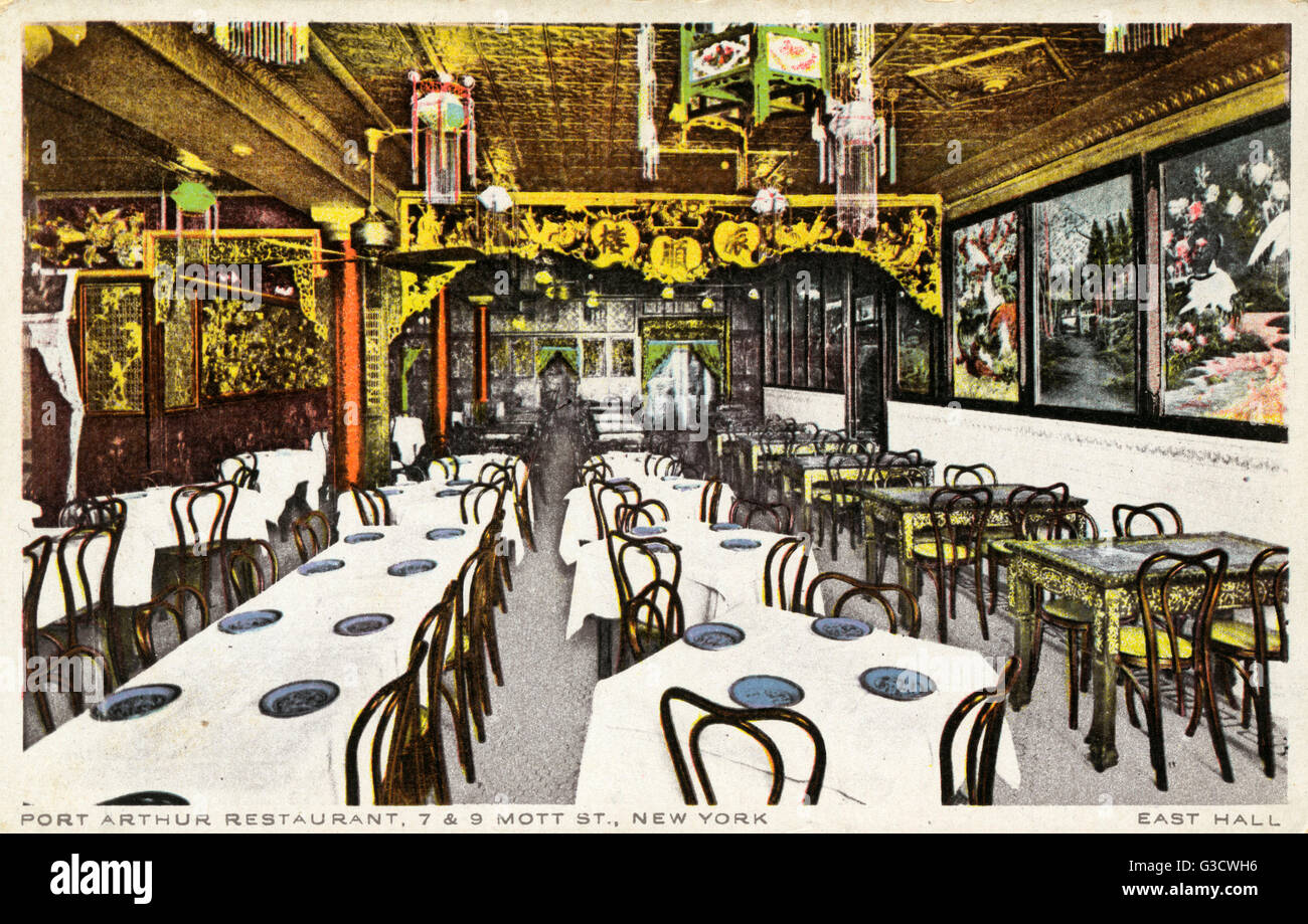 Interior, Port Arthur Restaurant, Mott Street, New York City, USA. Date