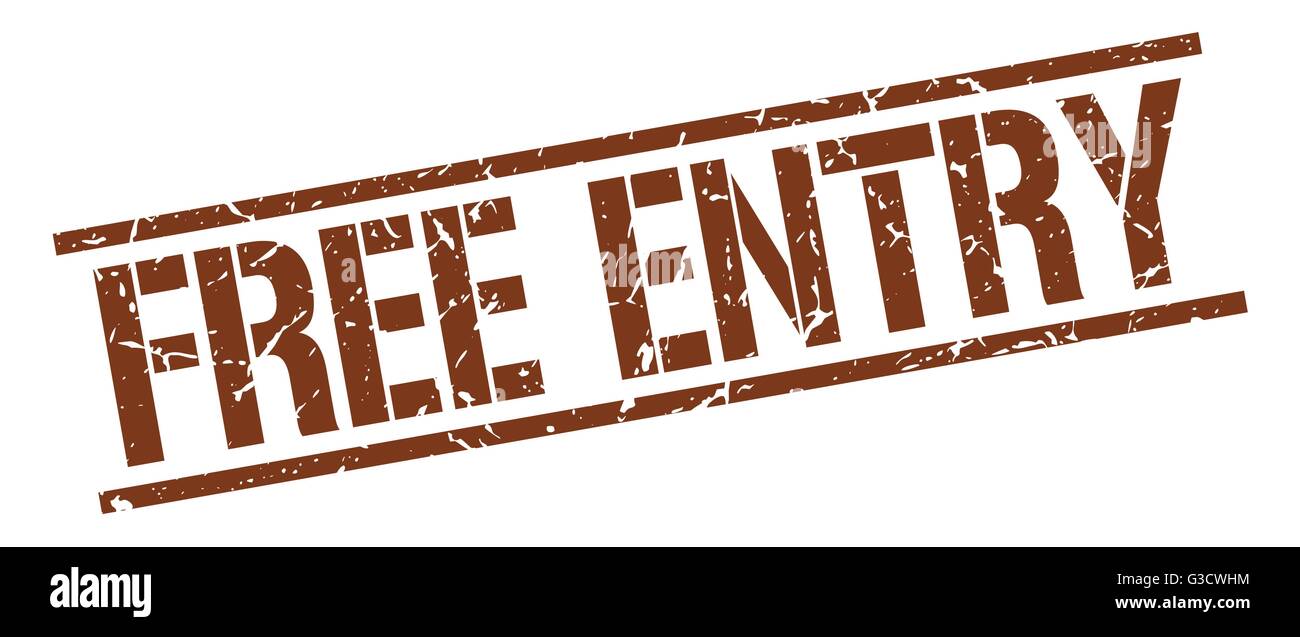 free entry brown grunge square vintage rubber stamp Stock Vector