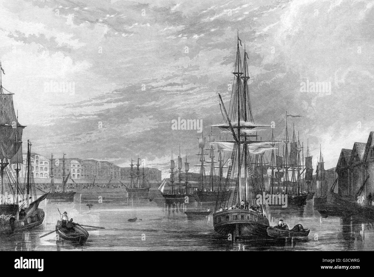 West India Import Dock, Poplar, London Date: circa 1830s Stock Photo ...