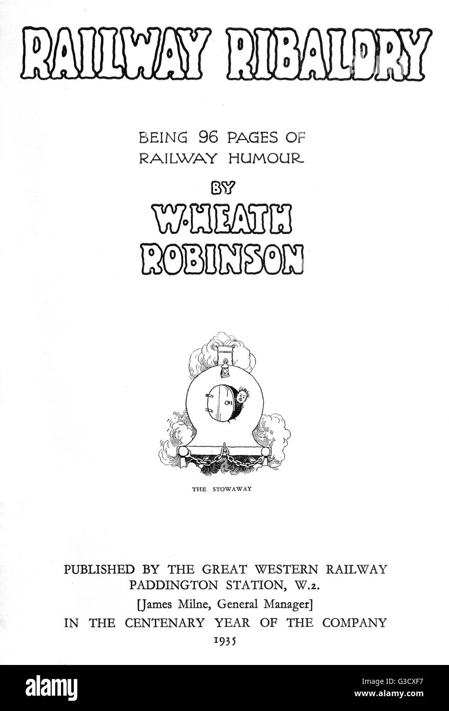 Title page, Railway Ribaldry by W Heath Robinson Stock Photo