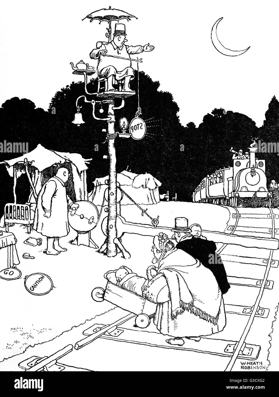 Illustration, Railway Ribaldry by W Heath Robinson Stock Photo