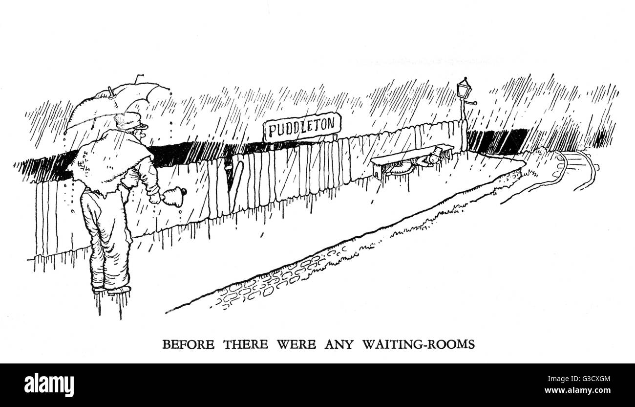Vignette illustration, Railway Ribaldry by W Heath Robinson Stock Photo