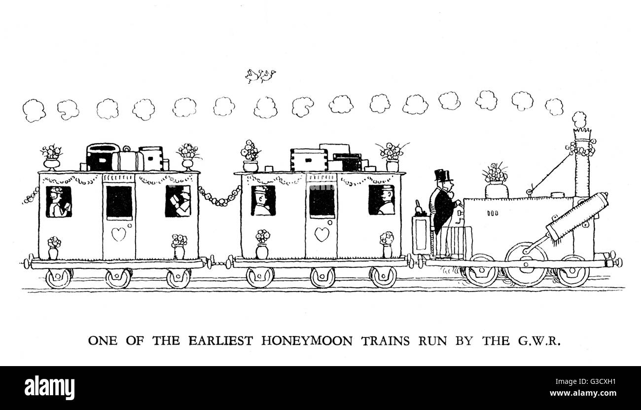 Vignette illustration, Railway Ribaldry by W Heath Robinson Stock Photo