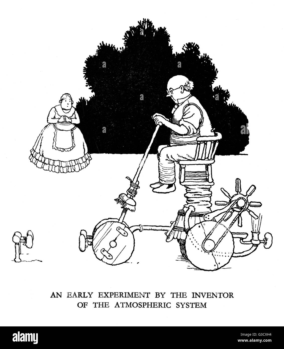 Vignette illustration, Railway Ribaldry by W Heath Robinson Stock Photo