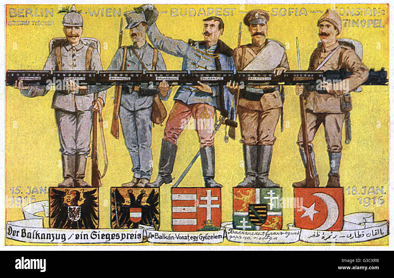 WW1 - The Central Powers unified holding the Balkan Express Stock Photo