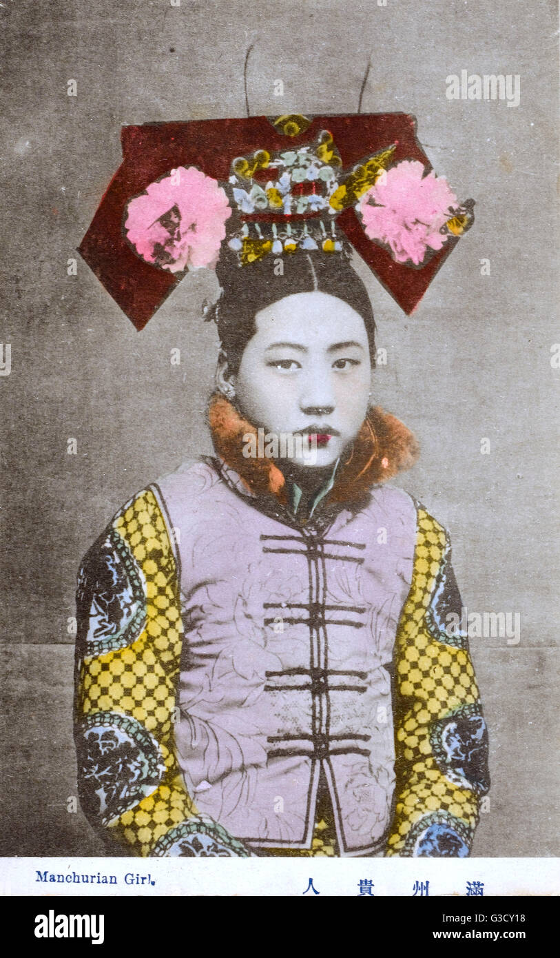 China A Manchurian Girl in Traditional attire Manchuria was