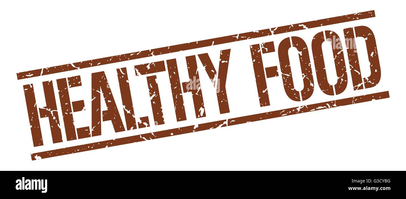 healthy food brown grunge square vintage rubber stamp Stock Vector ...