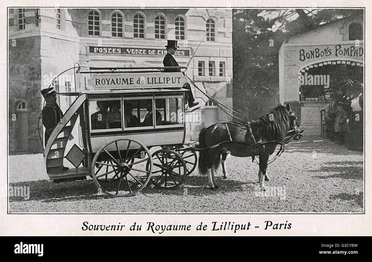 Miniature French Horse Omnibus - Royaume de Lilliput Stock Photo