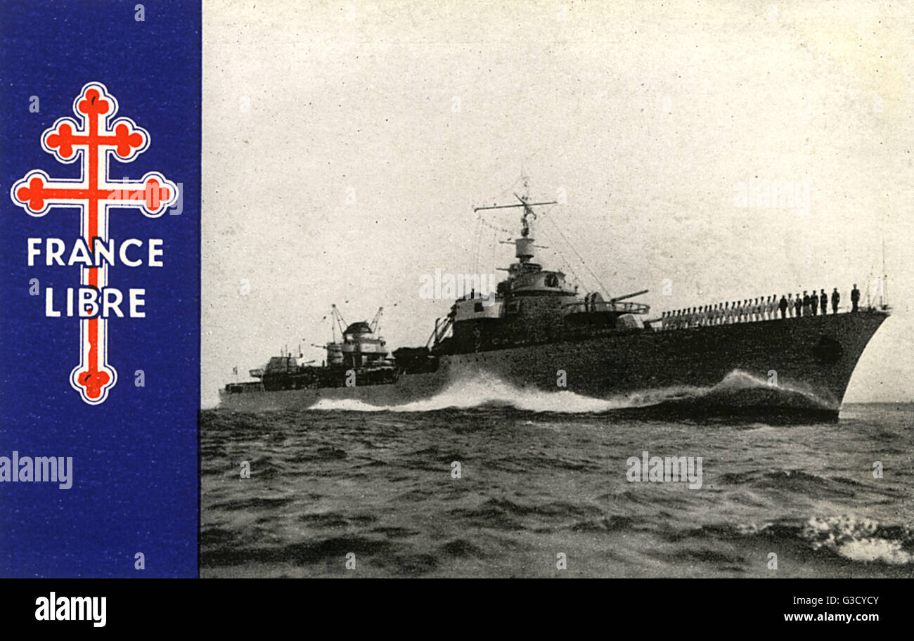 WW2 - Free French Navy - The 'Triumphant' Stock Photo