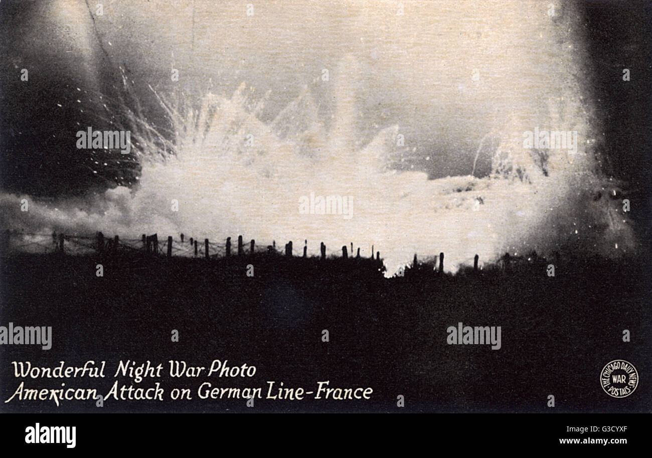 American attack on the German Front line - France - WW1 Stock Photo