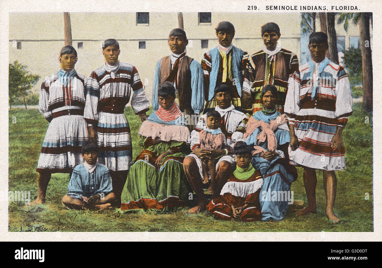 A group of Seminole Indians  - Florida, USA Stock Photo