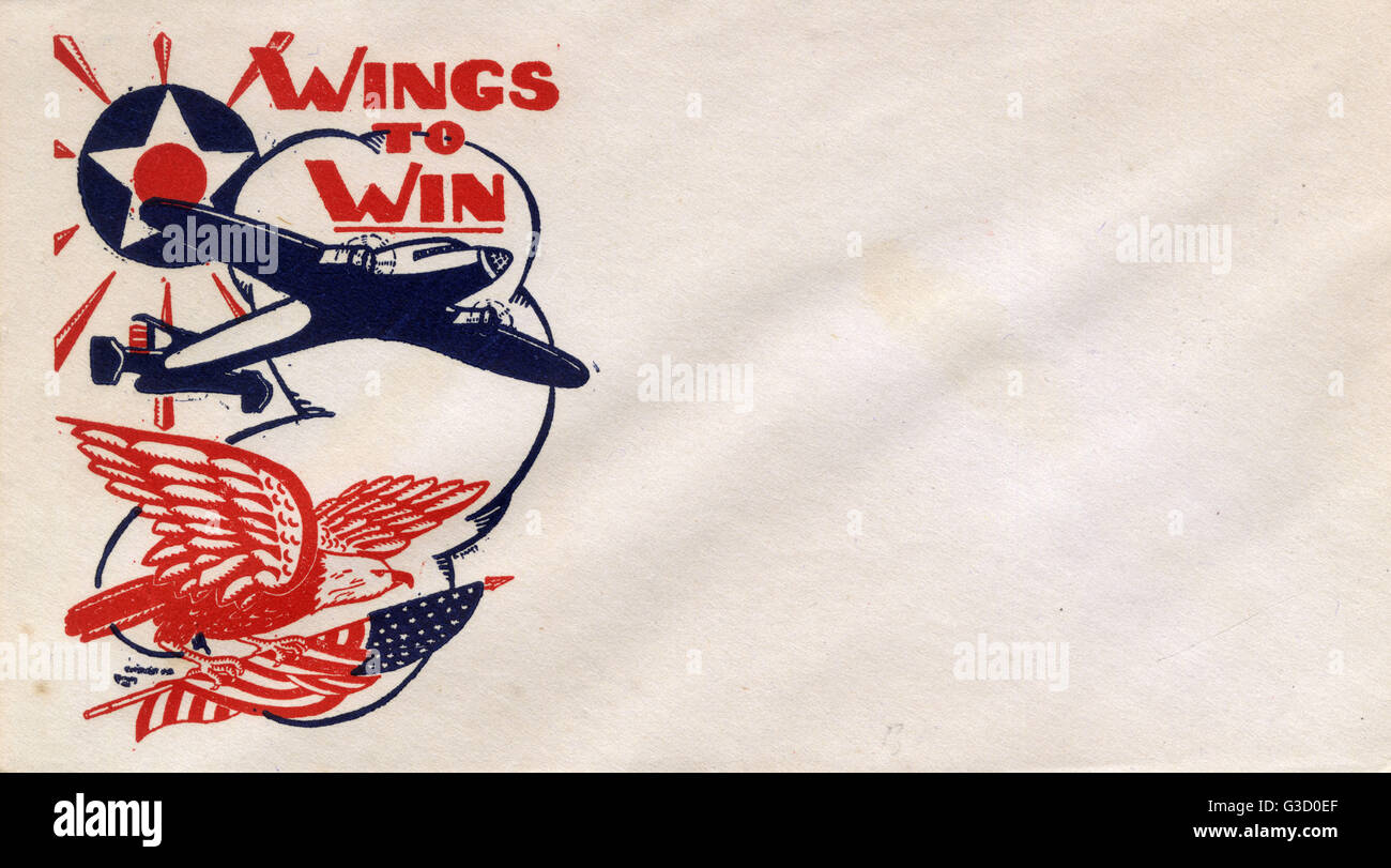 WW2 - American Propaganda Envelope - Wings to Win Stock Photo