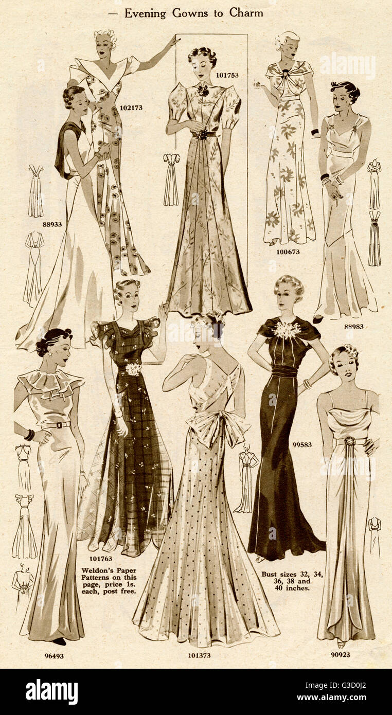 Evening gown 1930s hi-res stock 