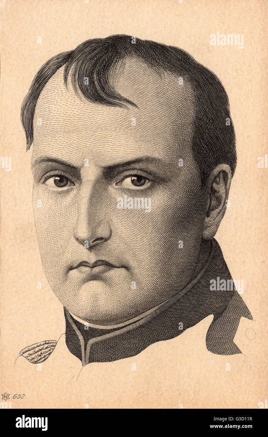 Full-face portrait of Napoleon Bonaparte, Emperor of France (1769-1821).     Date: circa 1800 Stock Photo