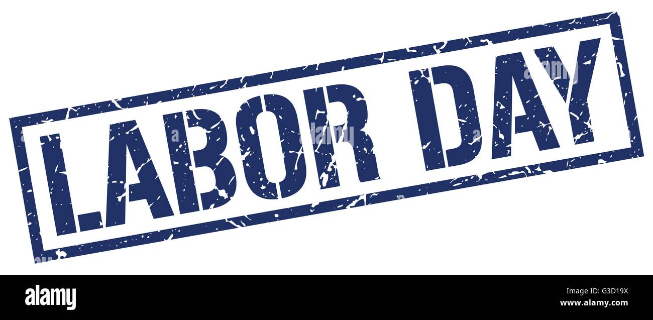 labor day blue grunge square vintage rubber stamp Stock Vector Image ...