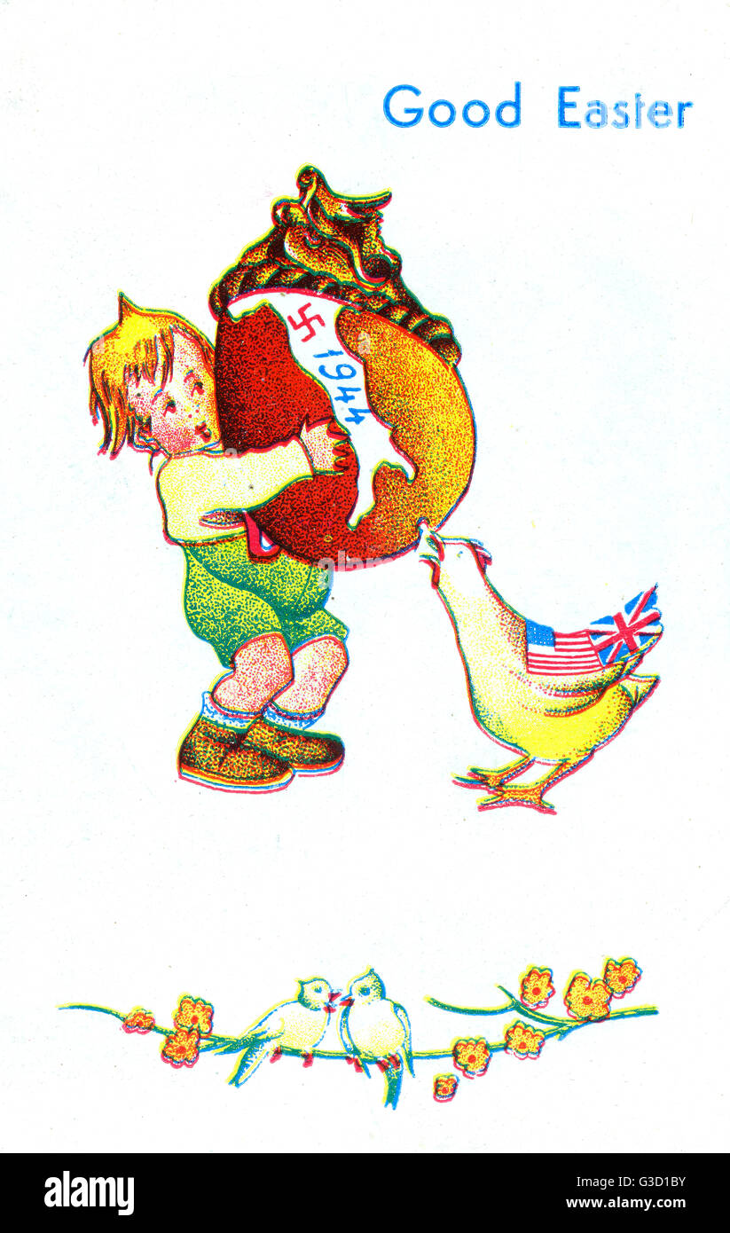 WW2 - Easter card with propaganda angle Stock Photo