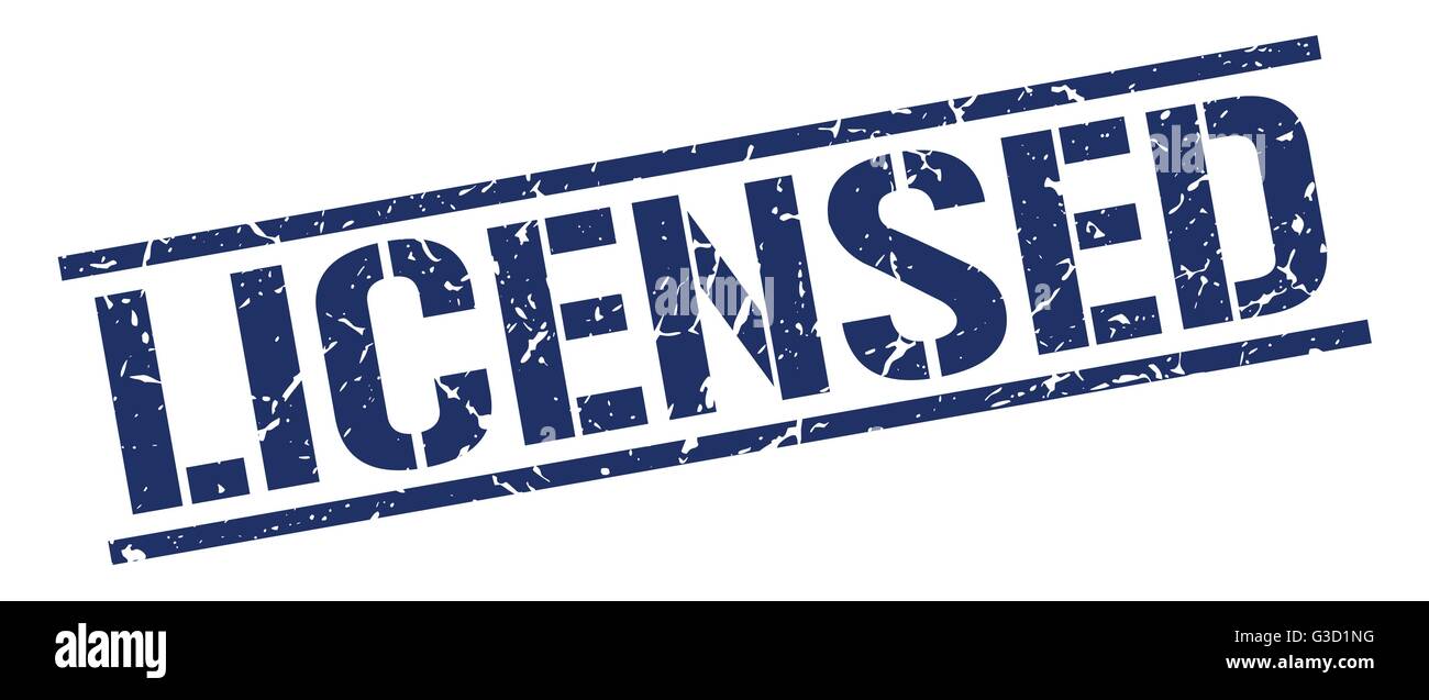 licensed blue grunge square vintage rubber stamp Stock Vector Image ...