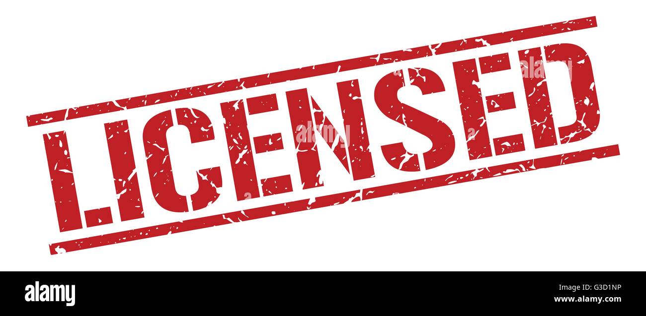 licensed red grunge square vintage rubber stamp Stock Vector Image ...