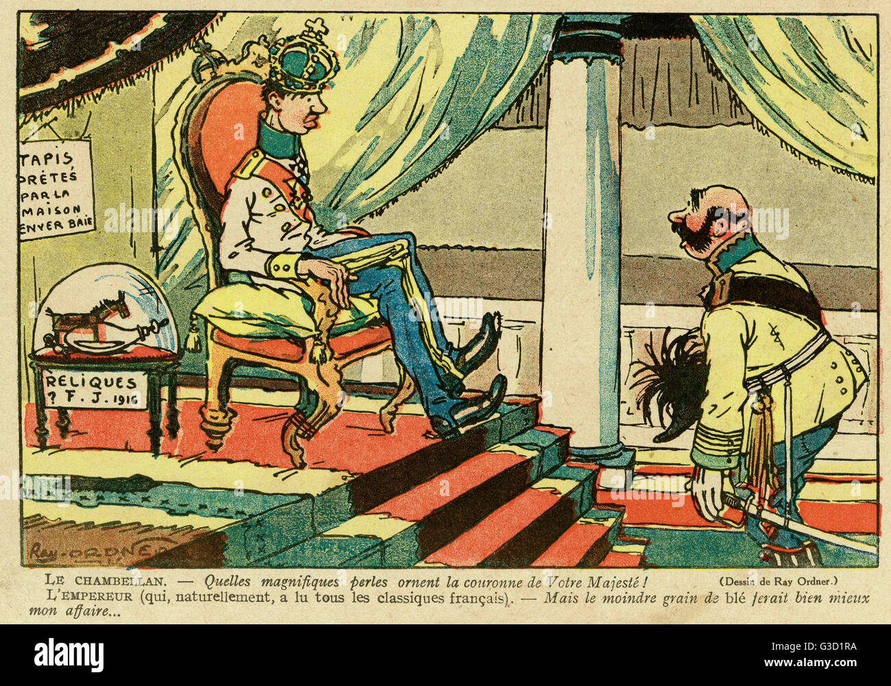 Cartoon, Charles I and the chamberlain. Charles I of Austria (Karl Franz Joseph Ludwig Hubert