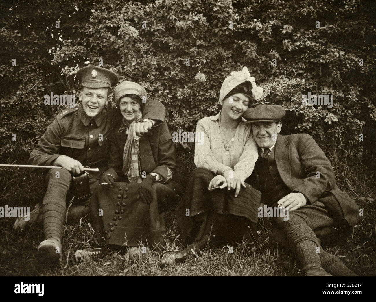 WW1 - Brother, Sister and partners before outbreak of war Stock Photo