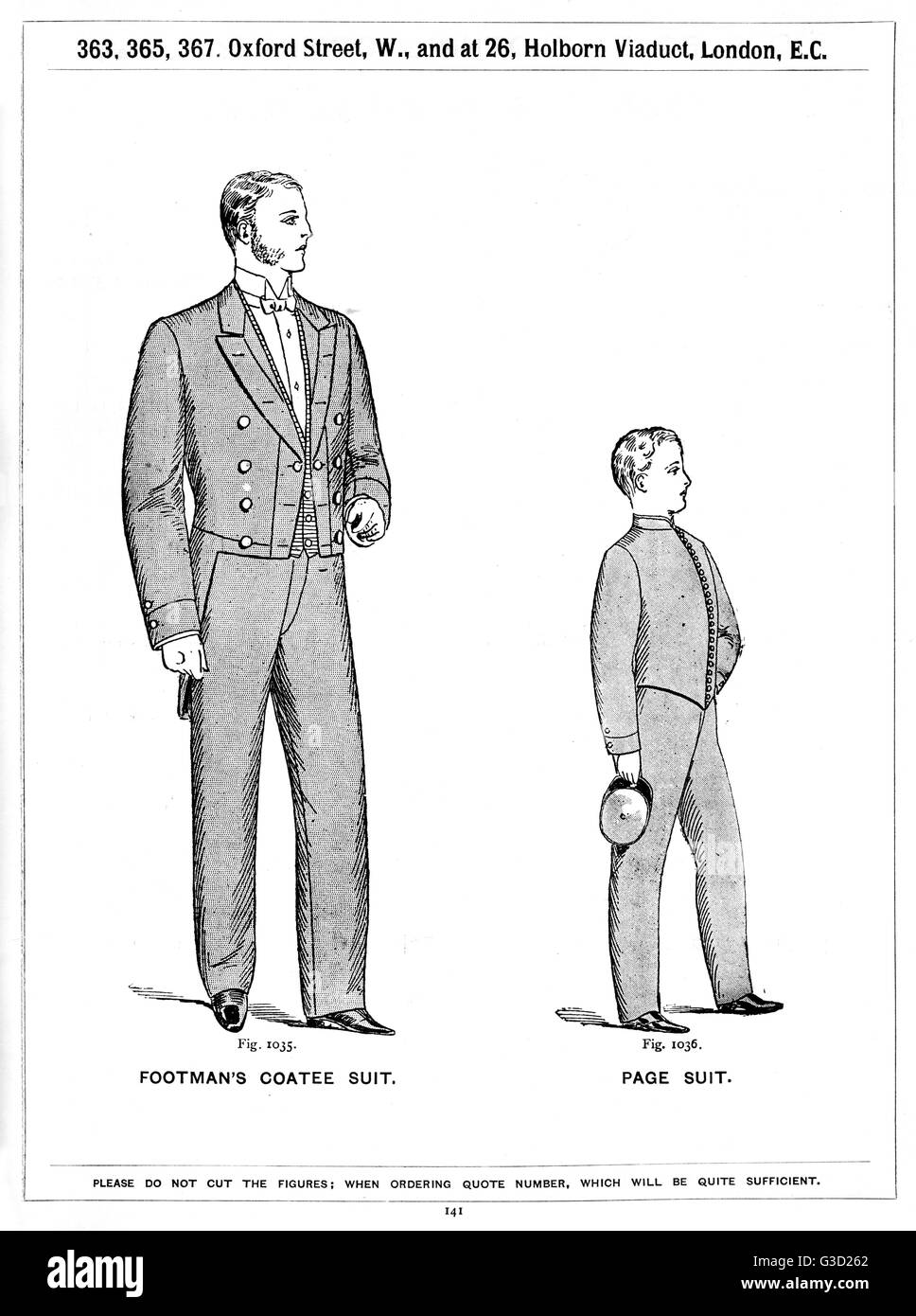 Our Boys Clothing Company, footman and page suit Stock Photo Alamy